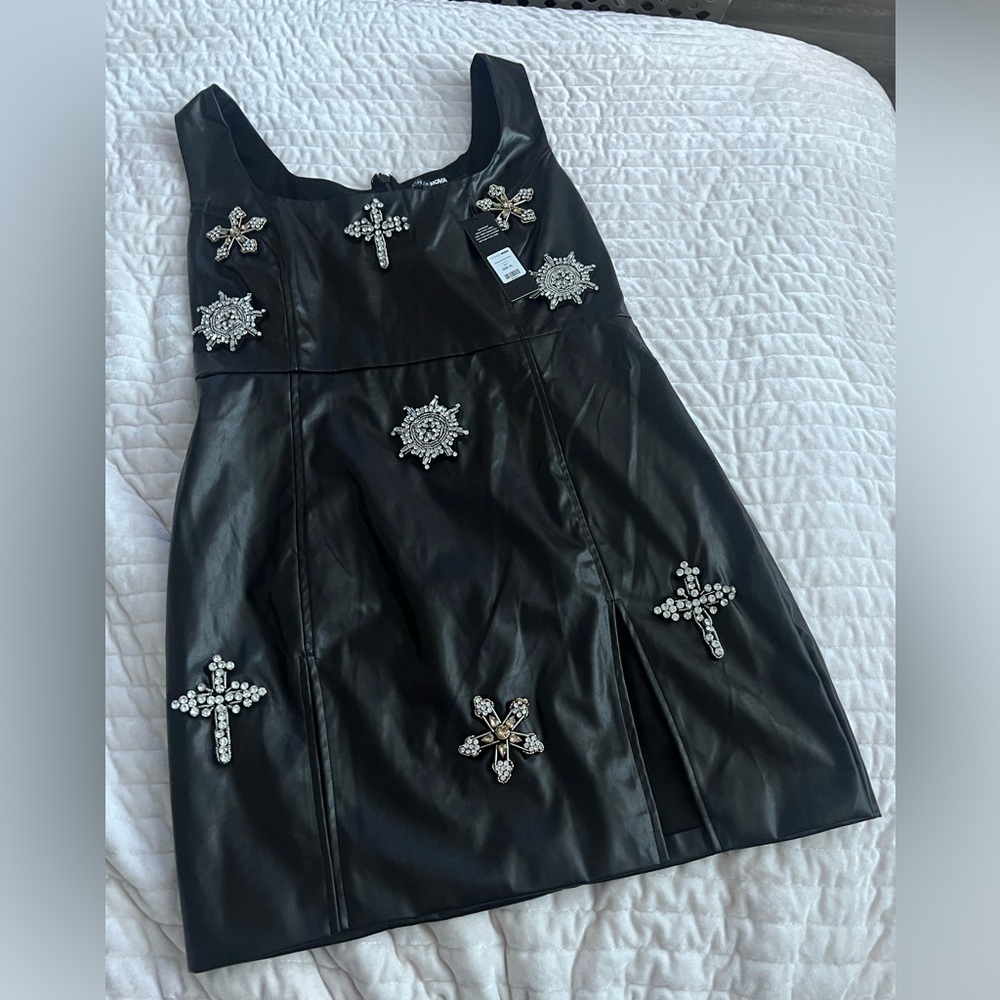 Jeweled Leather Tank Dress